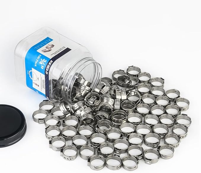 100-Pack EFIELD 3/4-inch Stainless Steel Pex Cinch Clamp Rings for Pex Tubing Pipes,(CLAMP018)