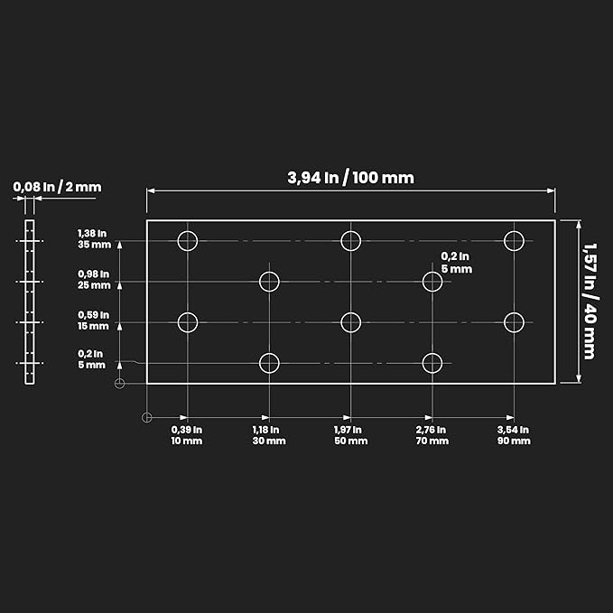 Repa Market Heavy Duty Metal Bracket Mending Plate - 3.93" x 1.57" Inch / Pack of 24 - Steel Shelf Brackets - Perforated Sheets for Home Improvement Flat Wall Mounting Plates for Wood Beam 4" x 1.50"