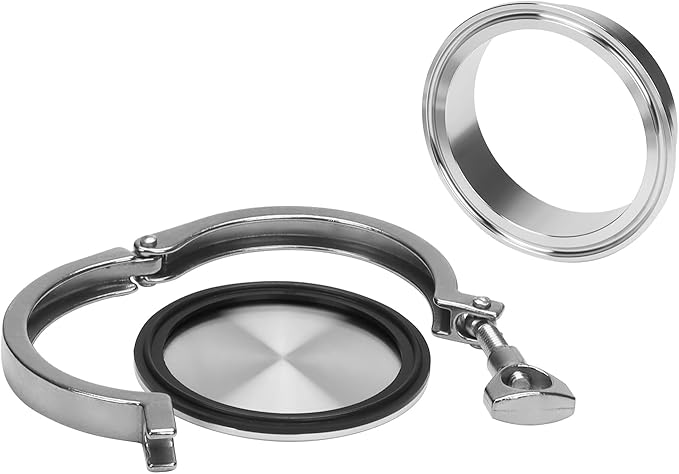 DERNORD 3" Sanitary Pipe Fittings Set, Stainless Steel End Cap + Weld Ferrule + Tri Clamp + FKM Gasket