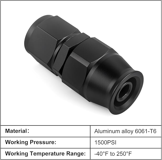 8AN PTFE Hose End Fitting Straight Swivel Only for PTFE Hose Aluminum Black 4PCS
