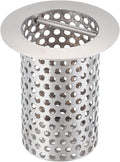 Commercial Floor Drain Strainer, 3 1/2" Lip Diameter x 4" Tall 316 Perforated Cylindrical Mesh Stainless Steel Drain Strainer with Carry Handle for Restaurant/Factory/Kitchen/Laboratory
