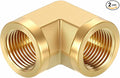 Pack of 2, 90 ° 3/8" NPT FeMale to 3/8" NPT FeMale Solid Brass Barstock Street Elbow, Forged Pipe Fitting for Pipe Leak Repair, Bathroom Remodeling, Tool Extension, Compression