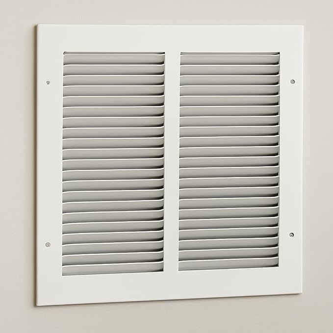 12 x 12 Inch Return Air Vent Cover, Solid Steel HVAC Grille for Wall or Ceiling, White Duct Opening, Durable Return Air Vent Cover, Airflow Ventilation Grille for Home or Office