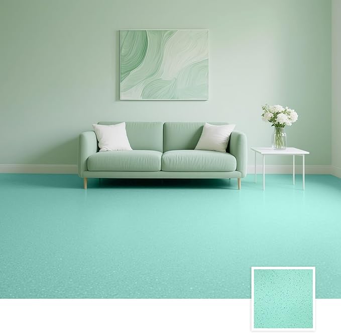 Epoxy Colored Sand Floor Paint, Epoxy Floor Paint High Gloss Marble Effect Coating for Indoor and Outdoor, Wear-resistant and non-slip Self-leveling Coating Green 176OZ(5KG)