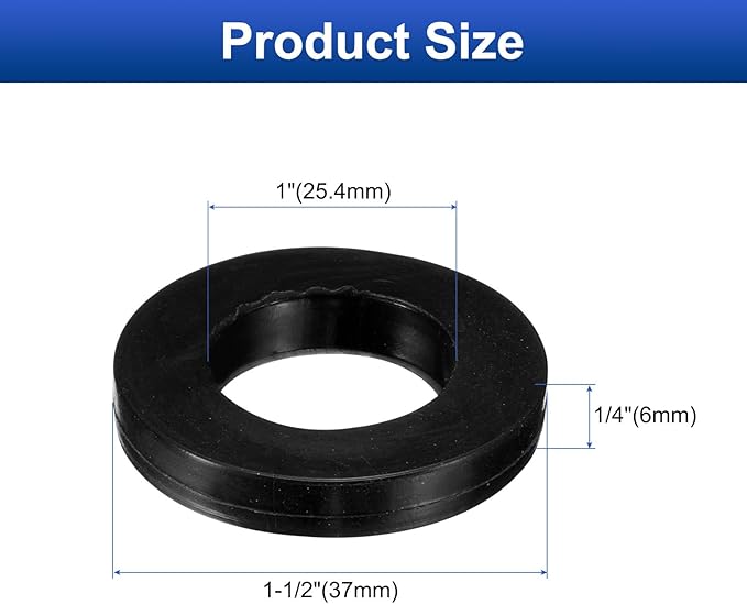 uxcell 12 Pcs Solid Nitrile Rubber Flat Washer DN25 1-1/2" OD x 1" ID x 1/4" Thickness Large Washers O Ring Sealing Gaskets, Industrial Flat Rubber Spacer, Black