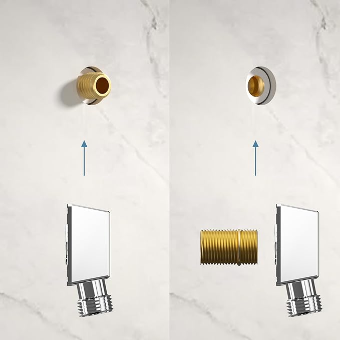 100% Brass Wall Mounted Supply Elbow, Wall Elbow for Hand Shower, Solid Brass Wall Supply Elbow, Check Valve Included (Polished Chrome)