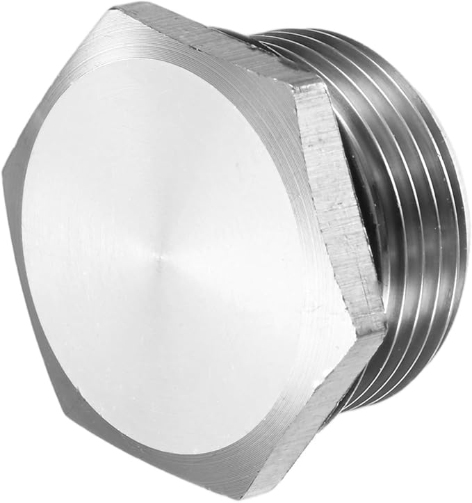 1-Pack Outer Hex Head Thread Pipe Plug Fitting, M24x1.5mm Male 304 Stainless Steel Solid Thread Bung Plug with Sealing Ring for Terminating Pipe Ends