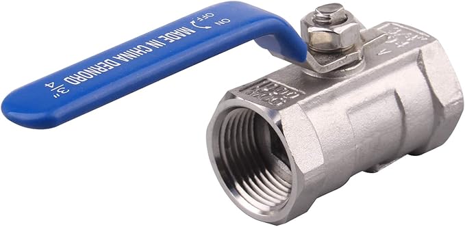 DERNORD Stainless Steel Ball Valve 1PC Type NPT Standard Port for Water, Oil, and Gas (3/4 Inch Ball Valve)