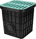 15x15x15 in Catch Basin with Fiber Glass Grate for Drainage, Large Drainage Basin with Debris Basket, French Drain Basin Strainers Without Reserved Hole for Yard, Downspout, Municipal Pipeline