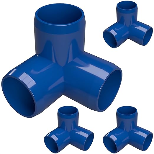 FORMUFIT 1-1/4" 3-Way Elbow Furniture Grade PVC Fitting in Blue, Made in USA, UV-Resistant, Impact-Proof, 1.660" Actual Socket Diameter (Pack of 4)