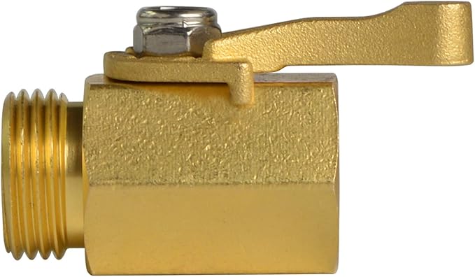 HYDRO MASTER Heavy Duty 3/4" Brass Shut Off Valve with Large Handle, Full Flow Garden Hose Connector