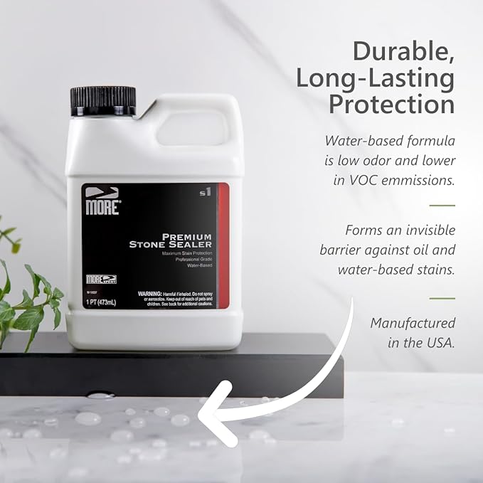 MORE Premium Stone Sealer - Water Based Formula - Protection for Natural Stone and Tile Surfaces [Pint / 16 Oz.]