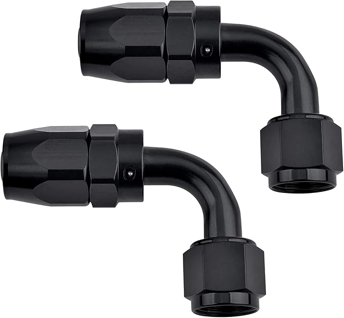 EVIL ENERGY 6AN Hose End Fitting 90 Degree Swivel for CPE Braided Hose Black 2PCS