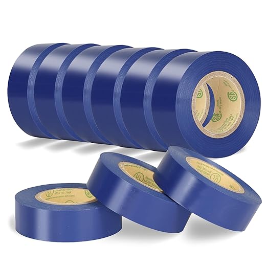Blue Electrical Tape, UL Approved, 9 Pack 0.7in X 33ft, Industrial Grade Vinyl Insulating Tape for Improvement Electric Equipment