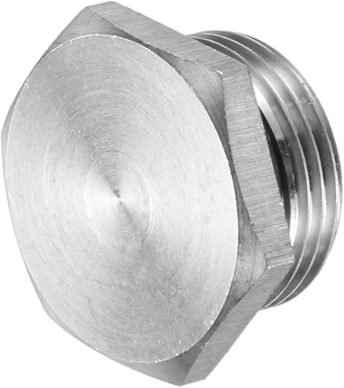 1-Pack Outer Hex Head Thread Pipe Plug Fitting, M22x1.5mm Male 304 Stainless Steel Solid Thread Bung Plug with Sealing Ring for Terminating Pipe Ends