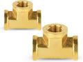 2-PCs HeSun Brass Pipe Fitting, 1/4" x 1/4" x 1/4" NPT Female Thread Tee