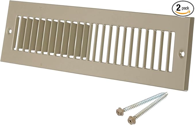 PATIKIL 2" x 12" Duct Opening Vent Cover, 2 Pcs Toe Kick Vent Cover HVAC Toe Space Register Grille Return Air Grilles for Home Ceiling Wall Floor, Brown-Outer Size: 3.4" x 13.4"