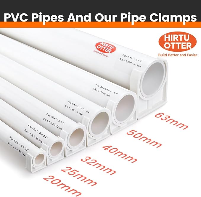 63mm/2.48" (3 PCS) U-Shaped PVC Pipe Clamps (White), Hose Hanger Support, High Strength for Home Plumbing, TV Trays, Water Supply, Garden Tubing, PEX, UV Resistant, fit for 2" PVC Pipe Sch40