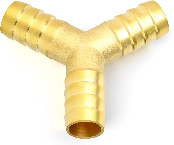 GASHER 20Pcs 1/2 Inch Brass Hose Barb, 3-Way Y-Shaped Hose Fitting Intersection/Lquid/Fuel/Air