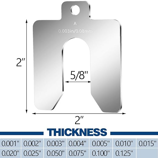 Shimeyao 130 Pcs Size A 2" x 2" Stainless Steel Slotted Shims Kit Metal Shims Stock for Leveling Assortment with Storage Box for Machinist Motor Door Shop Kit Replacement Pack