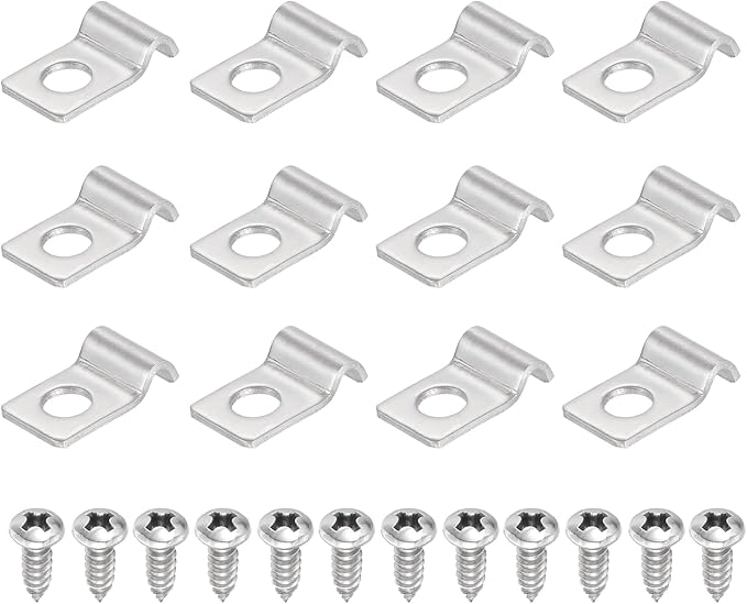 uxcell 12Pcs 3mm(1/8") One Hole Rigid Pipe Strap, 304 Stainless Steel Conduit Clamp Thicken U Bracket Heavy Duty Pipe Clamp with Self-Tapping Screws for Fixing Tube Cable, Silver