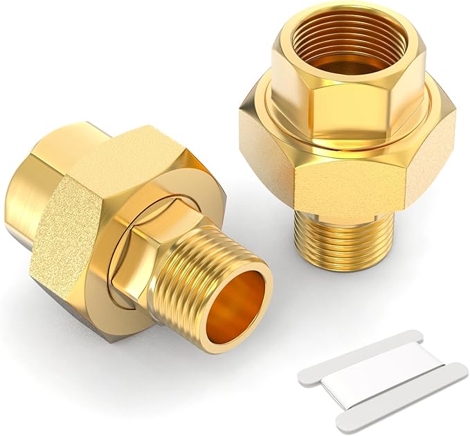 TAISHER 1PCS Brass Union，1/4" NPT Male x 1/4" NPT Female Brass Pipe Fitting