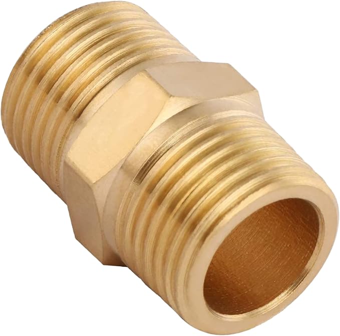 2pcs Brass Nipple Fitting 3/8" x 3/8" NPT Male Hex Adapter by CX WONDERLAND