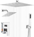 Shower Faucet Set Polished Chrome Shower System, Knob Switch Diverter Shower Faucet with High Pressure Handheld Spray, Ceiling Mount 12 Inch Shower Head with 6 Inch Wall Mount Shower Head