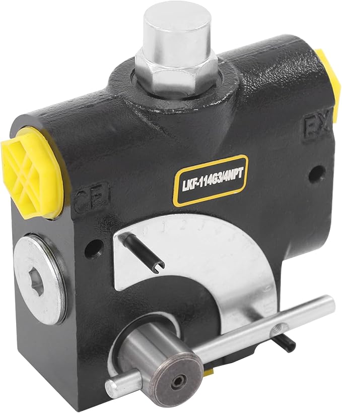 Hydraulic Adjustable Variable Flow Control Valve w/Relief, 0-30 GPM, 3/4” NPT Port Size,500-3000 PSI Pressure Relief Valve Adjustment Range, 30.38Gal/min