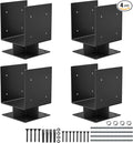8"x 8" Concrete Post Base, 4Pcs Stainless Steel Adjustable Post Anchor Bracket (Internal 3.5 x 3.5), U-Shape Wood Post Base Holder for Pavilion Deck Porch Handrail Railing Support