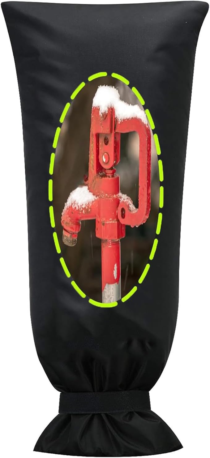 Outdoor Faucet Covers for Winter, 13" W x 25" H Outside Yard Hydrant Protector Socks Winter, Insulated Hose Bib Protector Cover, Spigot Pipe Cover Freeze Protection - Black