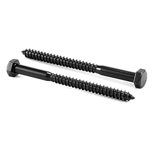 1/4" x 4" Hex Head Lag Screws Bolts 10Pcs 304 Stainless Steel 18-8, Partial Thread, Hexagon Head Wood Screws Black Oxide by SG TZH