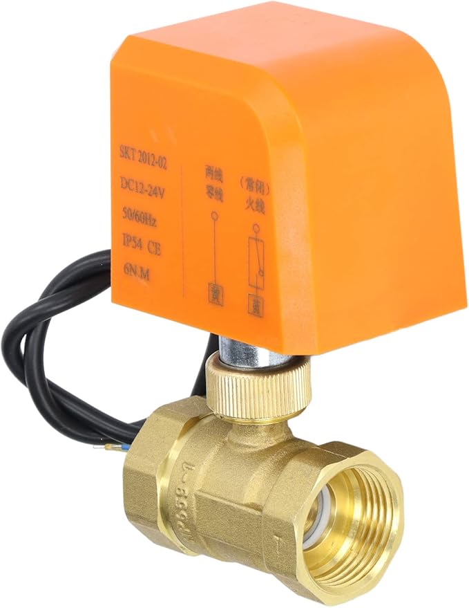 DN25 2 Way 2 Wire Electric Ball Valve Normally Closed Brass Universal Ball Valve DC12 24V High Performance Water Flow Control for Plumbing Systems Brass Material 1 Inch Interface
