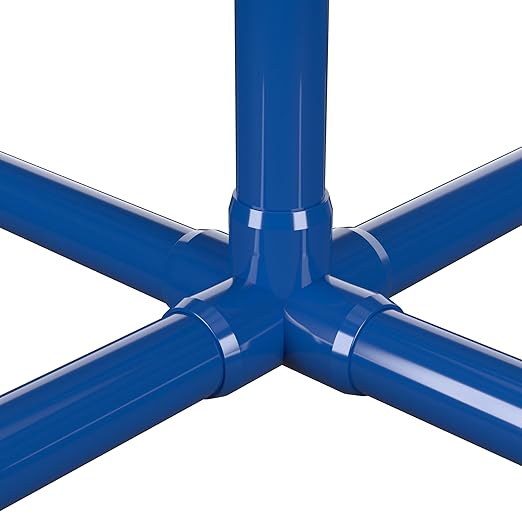 FORMUFIT 1-1/4" 5-Way Cross Furniture Grade PVC Fitting in Blue, Made in USA, UV-Resistant, Impact-Proof, 1.66” Actual Socket Diameter (Pack of 4) - F1145WC-BL-4