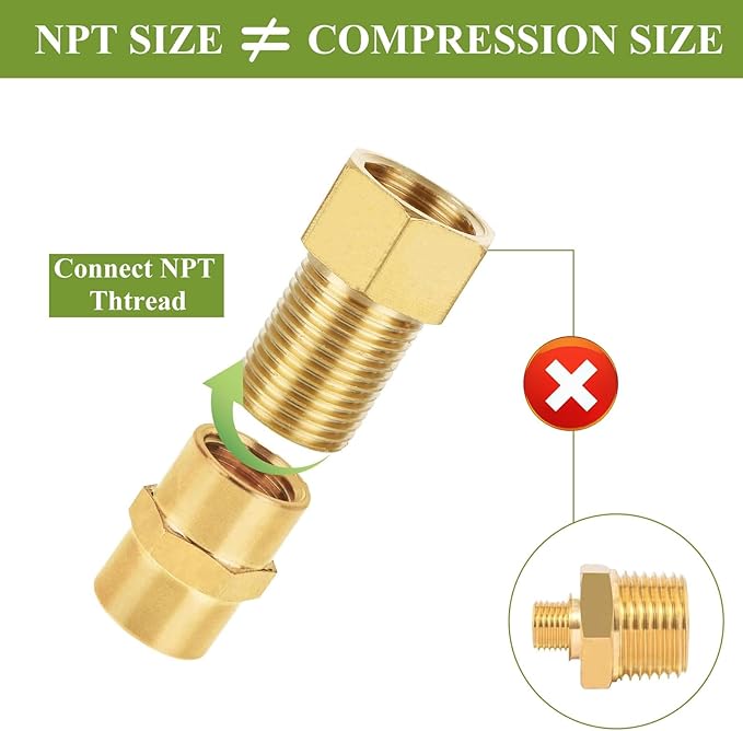 10 PCS Brass Pipe Fittings, 1/2" Female to 1/2" Male Pipe Longer Fitting Converter Adapter, 1/2 inch Brass Extension Pipe Nipple Connector(Length 1.96 Inch/50 mm)