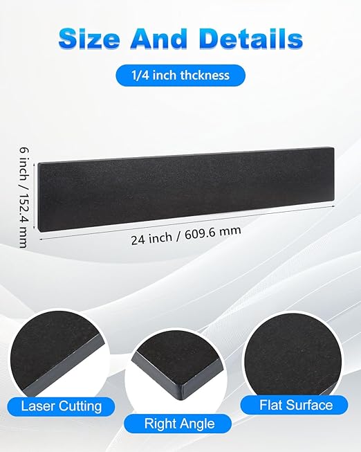 Rocaris 2 Pcs 6 X 24 X 1/4 Inch A36 Steel Plate Hot Rolled, Steel Base Plate for Construction Boards, Structure Support, Weldable Square and Industrial