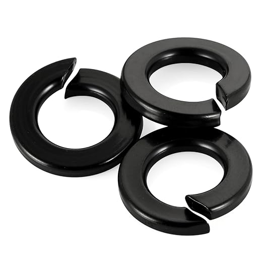 M6 Black Spring Lock Washer, 304 Stainless Steel, Black Coating Split Lock Washer Elastic Gasket, for Screws Fasteners, 50 PCS