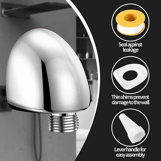 50560-PN-PR Wall Supply Elbow for Hand Shower Adapter, Water Supply for Hand Held Shower, Wall-Mount Elbow, Lumicoat Polished Nickel