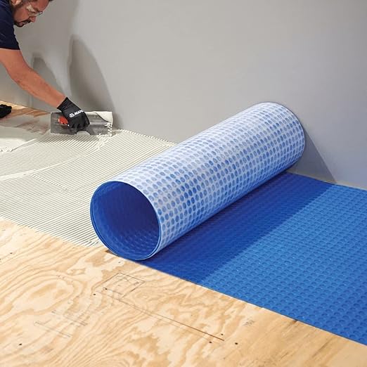 Mapei Mapeguard UM 35 Uncoupling Crack Isolation Membrane 323 Sq Ft Roll (3.3 Ft x 98.5 Ft) for Ceramic and Stone Tile, 1/8 Inch Thick HDPE Waterproofing Flooring Underlayment