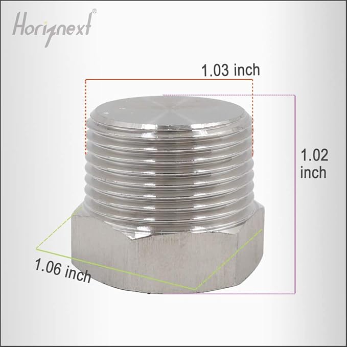 npt 3/4 stainless steel Male Thread hex Head water Pipe Plug, adapt to cap brass socket fitting manifold nut (Pack of 4)