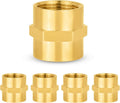 5-PCs HeSun Brass Pipe Fitting, 3/4" NPT Female x 3/4" NPT Female Hex Pipe Adapter