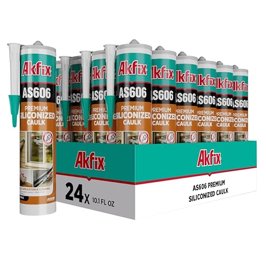 Akfix AS606 White Acrylic Latex Caulk for Painters (24x10.1 fl.oz.) - Siliconized Acrylic Caulk for Window and Door Sealing, Crack Filling, Baseboards & Trim, Odorless, Paintable | 24 Pack