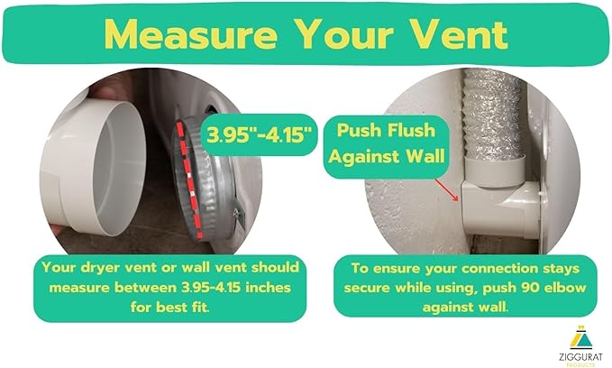 DIY Dryer Vent Connector Kit - Space Saving, Toolless Design with Airtight Seal - STV-90 by Ziggurat Products
