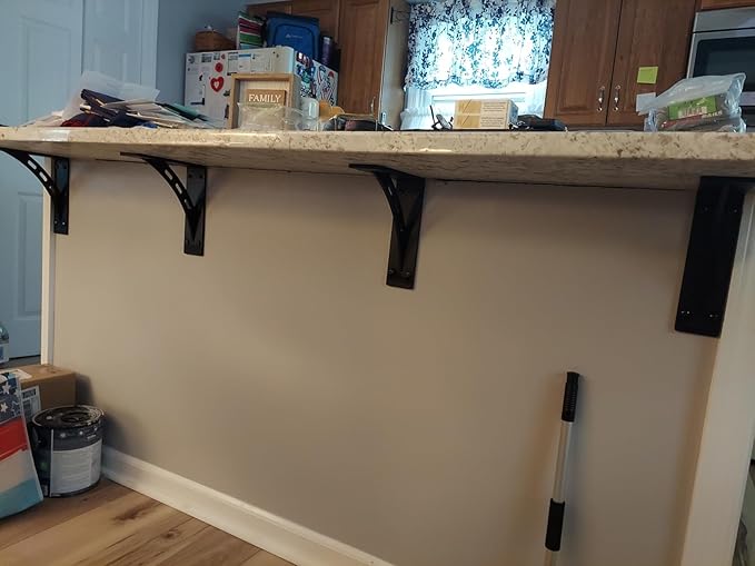 6 inch x 5 inch Heavy Duty Shelf Brackets , Metal Mantel Brackets (Set of 2) Fireplace Mantel Brackets - Countertop Support , Max Load 1000 Lbs (6 ''x 5 '')