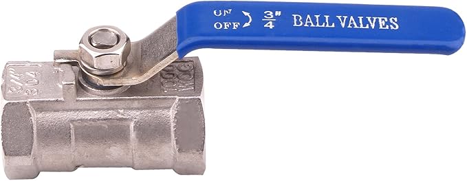DERNORD Stainless Steel 3/4 Inch Ball Valve 1PC Type NPT Standard Port for Water, Oil, and Gas (Pack of 2)
