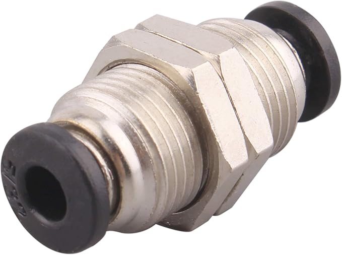 Bulkhead Union Push to Connect Tube Fitting 5/32 Inch Tube OD Double Threaded (5 Packs)