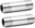ChillWaves 304 Stainless Steel Pipe Fitting, Nipple Cast Pipe 1/4" NPT Male x 1/4" NPT Male Thread 2" Length(50MM)(2-PACK)
