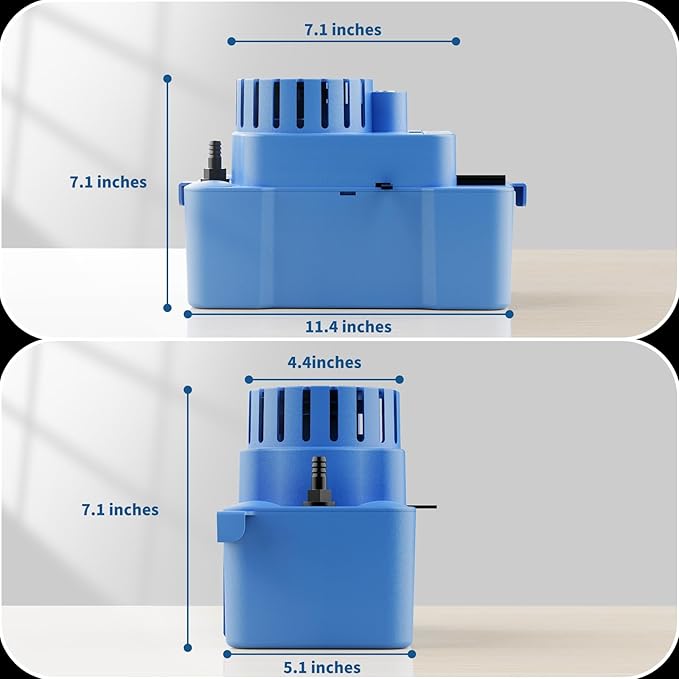 ZLR Condensate Pump for HVAC - 230V 90GPH 1/30HP Automatic Condensate Removal Pump with Safety Switch, Indicator Light and Cleaning Button - Condensation Pump for Air Conditioner, Dehumidifier