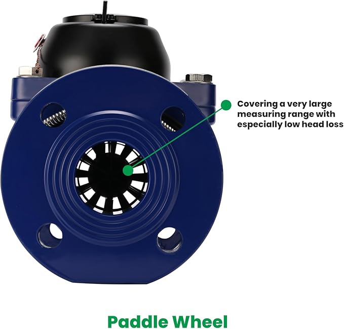 Watflow 2" WoltmannHelix Water Meter,Detachable Water Meter,Pulse Output, Epoxy-Coated Cast Iron,Resistant Seals（Cubic,Non-Potable Use）