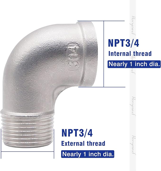 stainless steel NPT 3/4 elbow fitting 90 degree with both male and female thread connecting water pipe air hose pvc tube cast coupling (1 pc)
